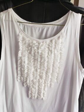 Off White Tuxedo chiffon ruffle front tank top size L